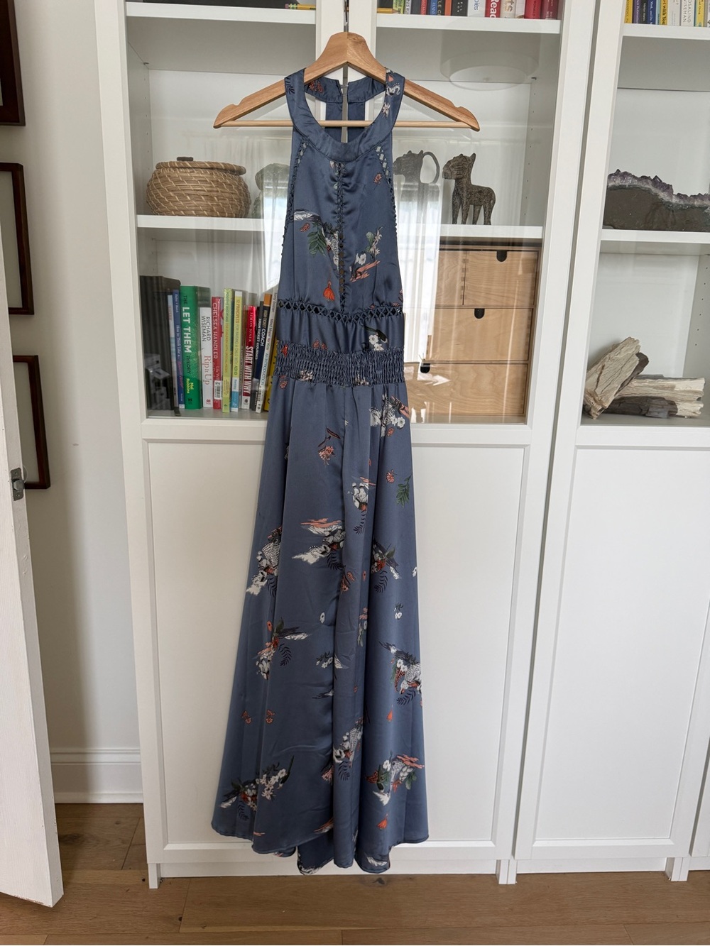 Blue Floral Halter Maxi Dress